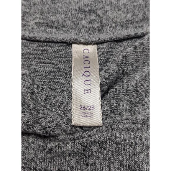 Cacique Tunic Top Women 28 Gray Heather Crossover V-Neckline Hi Low Hem Soft P12 - Picture 2 of 11